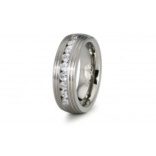 8mm Titanium Cubic Zirconia Ring