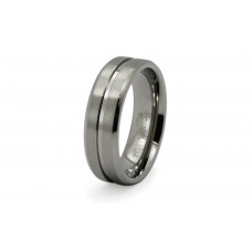 7 mm Titanium Wedding Band with a Groove Center