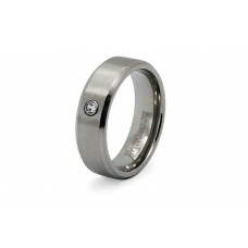 Titanium Satin Finish Cubic Zirconia Ring