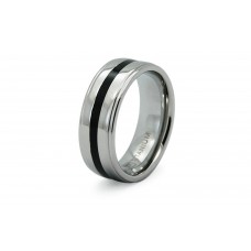 8 mm Black Ribbed Titanium Ring