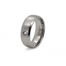 8mm Titanium Satin Finish Cubic Zirconia Ring