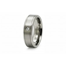 7 mm Titanium Satin Center Cubic Zirconia Ring