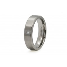 6mm Titanium Satin Finish Cubic Zirconia Ring