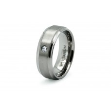 Titanium Concave Cubic Zirconia Ring