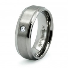 Titanium Concave Diamond Ring