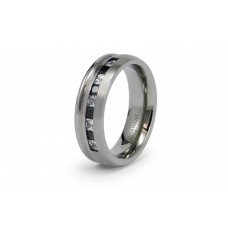 Titanium Black & White Cubic Zirconia Ring