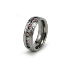 Titanium Pink & White Cubic Zirconia Ring