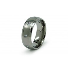 Titanium Cubic Zirconia Wedding Band