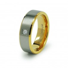 Titanium Two Tone 18K Gold Plated Wedding Band