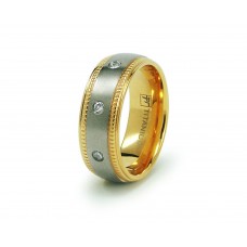 Titanium Cubic Zirconia 14K Gold Plated Wedding Ring