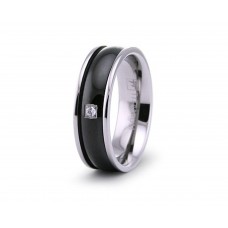 7 mm Black IP Titanium Ring with Cubic Zirconia 