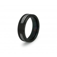 7 mm Black Titanium Ring with Double Cables