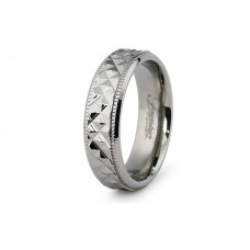 6.5 mm Fine Toned Diamond Cut Titanium Wedding Band Ring