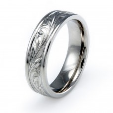 Titanium Handcrafted Floral Design Wedding Band