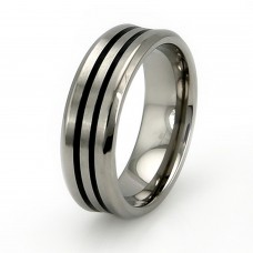 Titanium Concave Dual Resin Inlay Ring