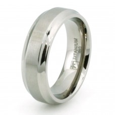 Classic Titanium Concave Edge & Brushed Center Ring