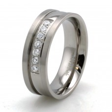 Titanium Bevel Dome Cubic Zirconia Ring