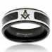 8mm Black Titanium Carbon Fiber Free Masons Ring