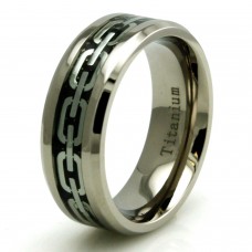 Titanium Chain Link Inlay Design Ring