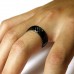 Titanium Black Carbon Fiber Inlay Domed Ring