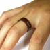 Titanium Mahogany Wood & Off-Center Silver Colored Band Ring