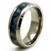 Titanium Imitation Blue Marble Inlay Band Design Ring