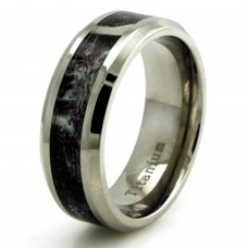 Titanium Imitation Brown Marble Inlay Band Design Ring