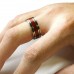 Titanium Mahogany Wood Inlay Black Borders Wedding Band Ring