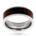 Titanium Black Wood Texture Inlay Design Ring