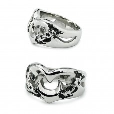 Stainless Steel Oxidized Fang Ring