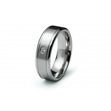 Stainless Steel Satin Finish CZ Ring