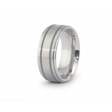 Stainless Steel Black Resin Inlay Ring