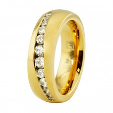 Gold Plated Stainless Steel Cubic Zirconia Ring