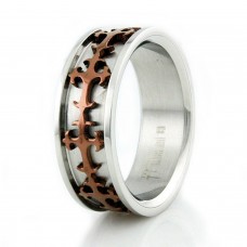 Stainless Steel Brown Plated Cross Design Ring