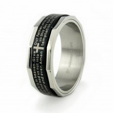 Stainless Steel Lord's Prayer Laser Engraved Spinner Ring