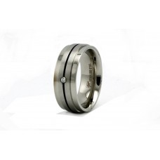 Stainless Steel Blue Line & CZ Ring