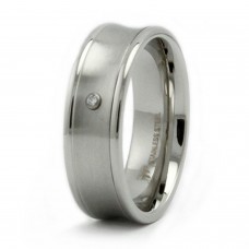 Stainless Steel Concave CZ Ring