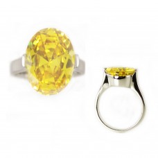 Stainless Steel Topaz CZ Solitaire Ring