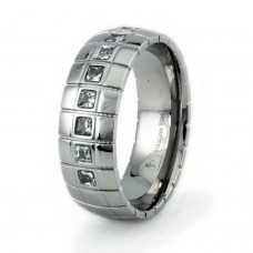 Stainless Steel Cubic Zirconia Groove Ring