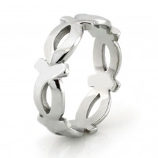 Stainless Steel High Polish Eternity Fish Ring