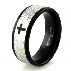 Two-Tone Stainless Steel Lord's Prayer Ring