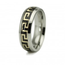 Stainless Steel Greek Design Inlay Ring