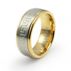 Two-Tone Stainless Steel Greek Design Ring