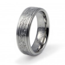 Stainless Steel Tree Bark Imprint Wedding Ring