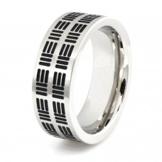 Stainless Steel Three-Line Pattern Ring