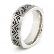 Squared Stainless Steel Fiesta Design Ring