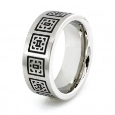 Stainless Steel Greek Pattern Design Ring