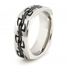 Squared Stainless Steel Barbed Wire Design Ring