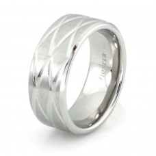 Stainless Steel Cross-Cut Beveled Ring