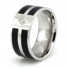 Stainless Steel Dual Resin Inlay & CZ Ring